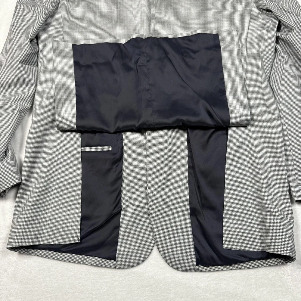 Jos A Bank Blazer Mens‎ 43L Gray Wool Houndstooth Two Button Jacket Sport Coat